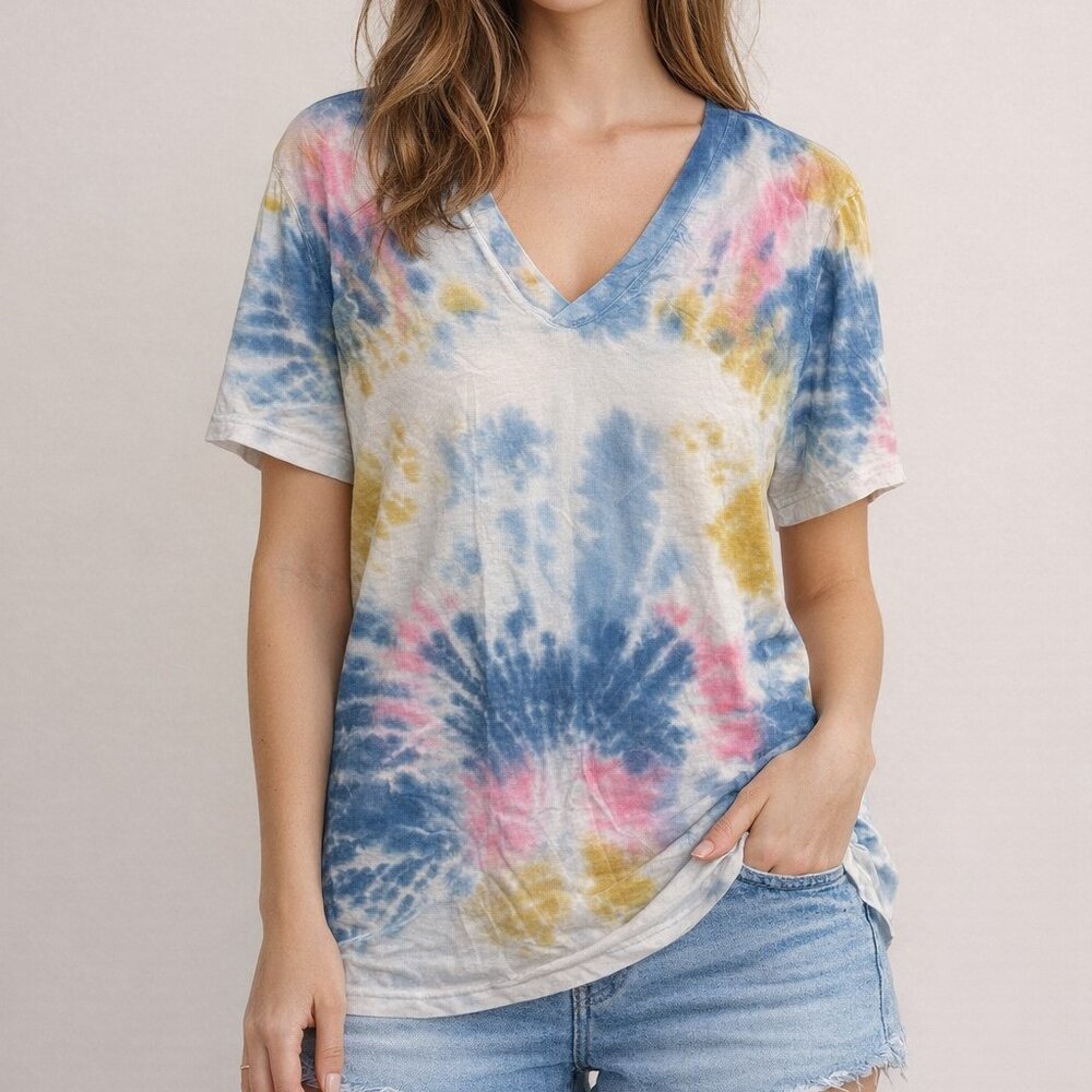 Tie Dye Cotton T-Shirt Short Sleeves Multi XL